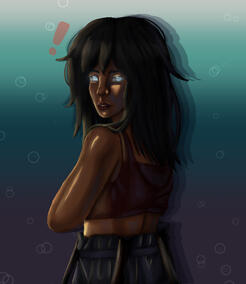 lineless halfbody w/ simple bg